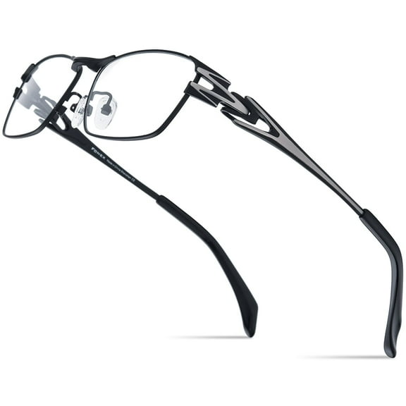 FONEX Pure Titanium Glasses Frame Men Square Eyeglasses Optical Eyewear ( 85764 Black )