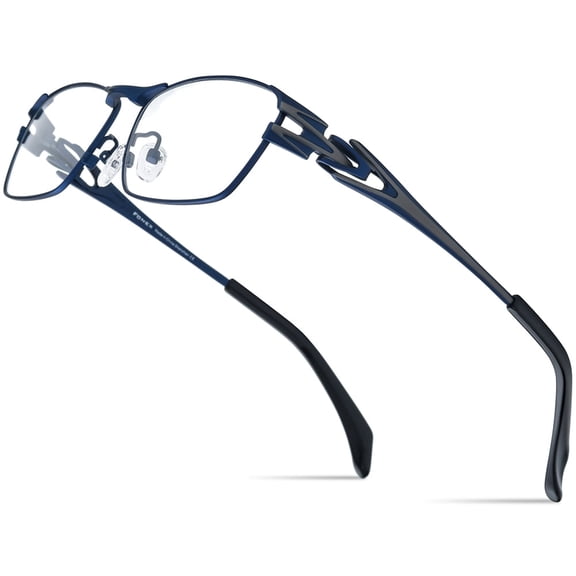 FONEX Pure Titanium Glasses Frame Men Square Eyeglasses Optical Eyewear ( 85764 Blue )