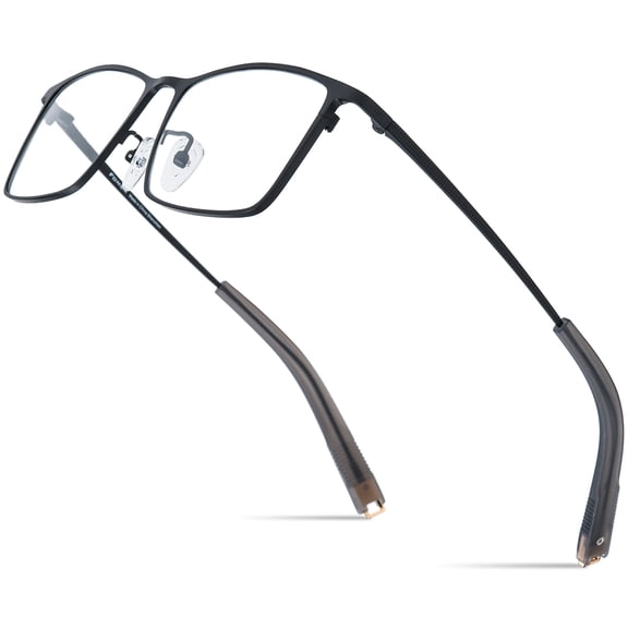 FONEX Pure Titanium Glasses Frame Men Square Eyeglasses Optical Eyewear(85874 Black C2)