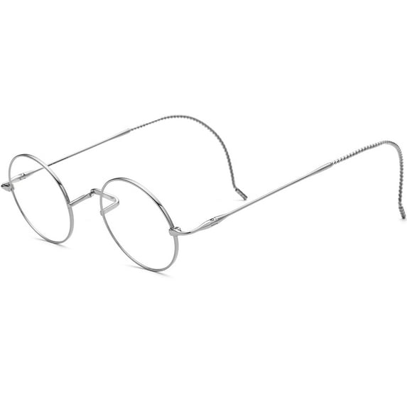 FONEX Titanium Glasses Frame Men,Vintage Retro Round Ultralight Optical Eyeglasses ( 85725 Silver )