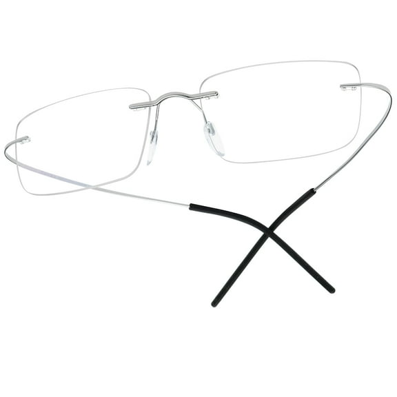 FONEX Titanium Glasses Frame,Rimless Frameless Optical Eyewear Eyeglasses for Men and Women F85634 (F85707 Silver)