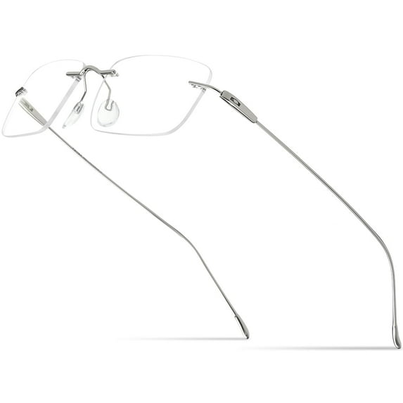 FONEX Titanium Glasses Frame,Rimless Frameless Optical Eyewear Eyeglasses for Men and Women F85634 (F85708 Silver)