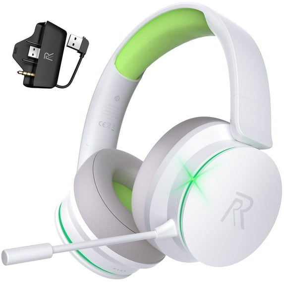 FONHAID 2.4GHz Wireless Gaming Headset for Xbox Series X|S, Xbox One, PS5/PS4, Mac, Switch, Bluetooth 5.3 Gaming Headphones with Detachable Noise Canceling Mic, 45H Battery, 50mm Drivers - Green