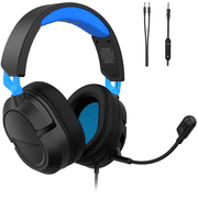 FONHAID Gaming Headset for PS5, Laptop, Switch, Xbox Headset with Controllable Microphone, Wired Over-Ear Gaming Headphones, Black&Blue