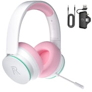 FONHAID 2.4GHz Wireless Gaming Headset for Xbox, PS5, Switch, Bluetooth Gaming Headphones with Detachable Noise Canceling Mic, 45H Battery, Pink