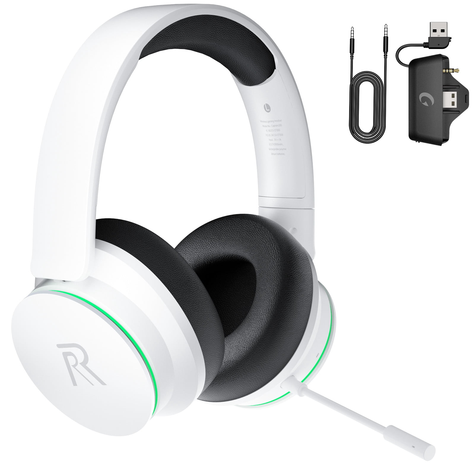FONHAID 2.4GHz Wireless Gaming Headset for Xbox, PS5, Switch, Bluetooth Gaming Headphones with Detachable Noise Canceling Mic, 45H Battery, White