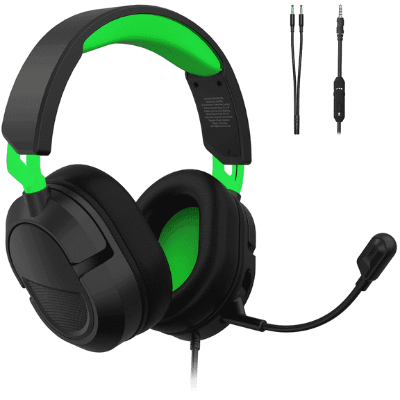 FONHAID Gaming Headset for PC, PS5, PS4, Laptop, Switch, MAC, Xbox Headset with Noise Canceling Microphone, Wired Over-Ear Headphones with Bass Surround & Ultralight Weight, Black&Green