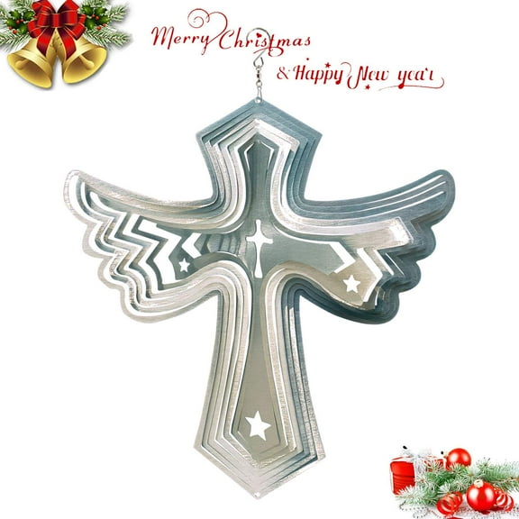 FONMY Stainless Steel 8 inch Silver Color Cross Wind Spinner