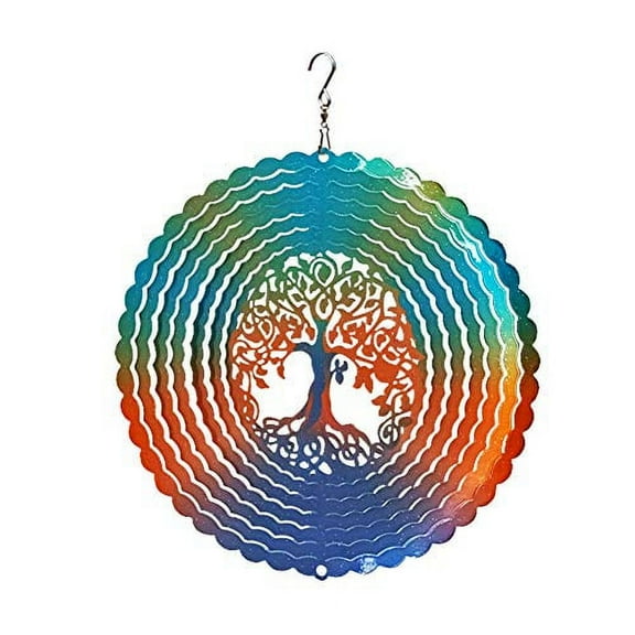 FONMY Stainless Steel Wind Spinner Worth Gift Indoor Outdoor Garden Decoration Crafts Ornaments,6 Inch Multi Color Tree of Life Wind Spinners