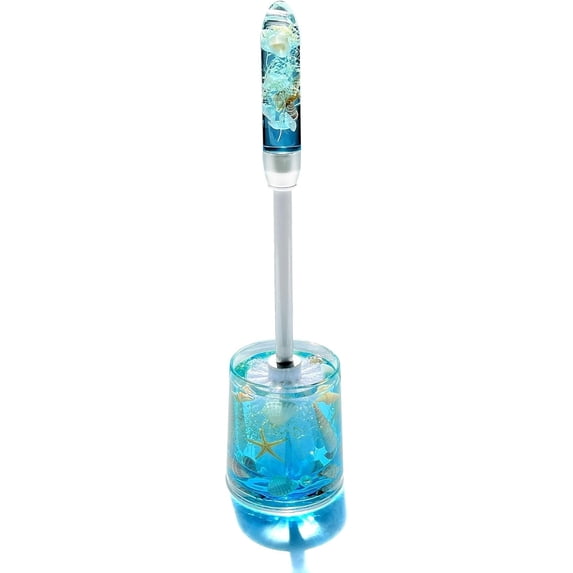 FONMY Toilet Brush and Holder – Acrylic Bowl Cleaner with Natural Seashell Design, Compact Drip-Proof Set for Bathroom Storage and Deep Cleaning