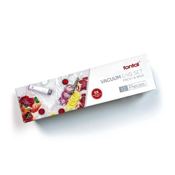 FONTAL Vacuum Reusable Food Sealer Bags 12 Pack (Size: 7.9" x 8.9" and 10.2" x 13.6" and 11.8" x 19.1") Electric Vacuum Not included