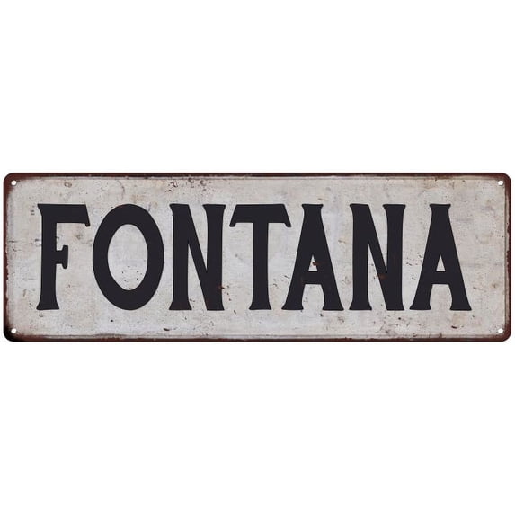 FONTANA Vintage Look Rustic Metal 8x24 Sign City State 108240041110