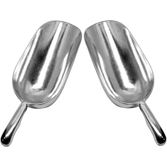 FONTEME 58 and 85oz Aluminum Round Bottom Utility Ice Scoop's | Great for Kitchen and Restaurant | Perfect for Home and Commercial Use (Hand Wash Only) Silver [2PK]