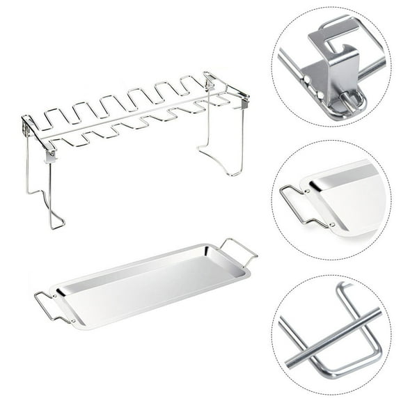 FONWILYO 1 Set Roasting Tray Stainless Steel Chicken Leg Wing Rack 46.50X14.50X14.30cm/18.27X5.70X5.62inch