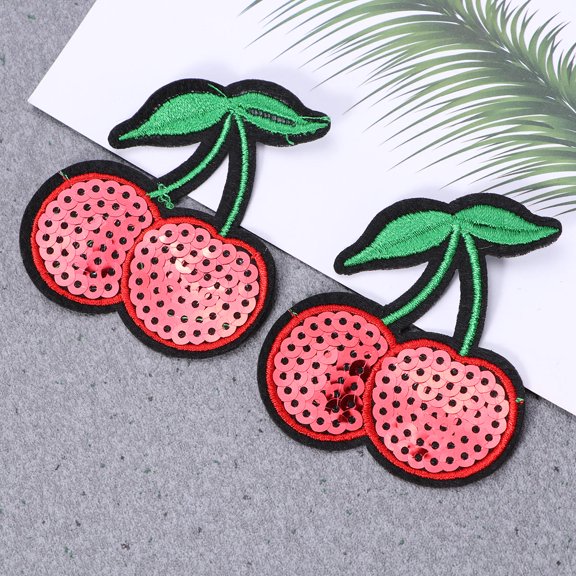 FONWILYO 10Pcs Sequin Patches for Clothes Red Strawberry Embroidered Patch DIY Appliques Badges