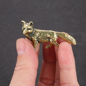 FONWILYO Brass Fox Shape Adornment Golden Finish Small Desktop Decor with Stable Solid Design