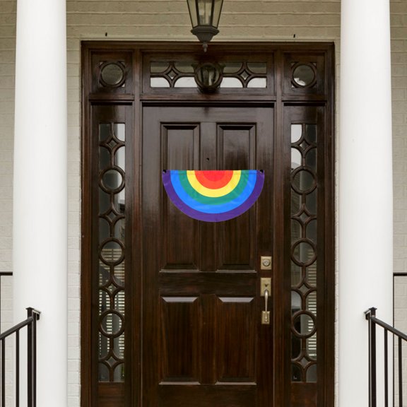 FONWILYO 1Pack Triangular Semicircular Rainbow Flag Colorful Banner for Patio and Yard Decor 11.8x17.7in