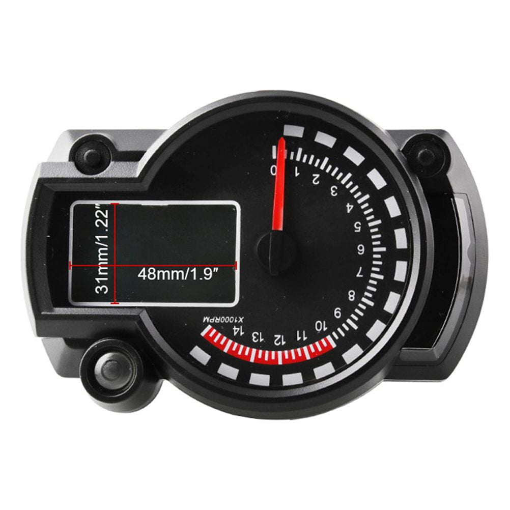 FONWILYO 1Pcs Black Motorcycle Tachometer With Backlight Display 14.00In