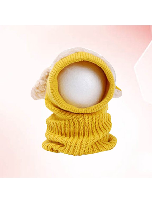 Yellow Winter Hat Scarf Earflap Knitted Woolen Coif Comfortable Warm