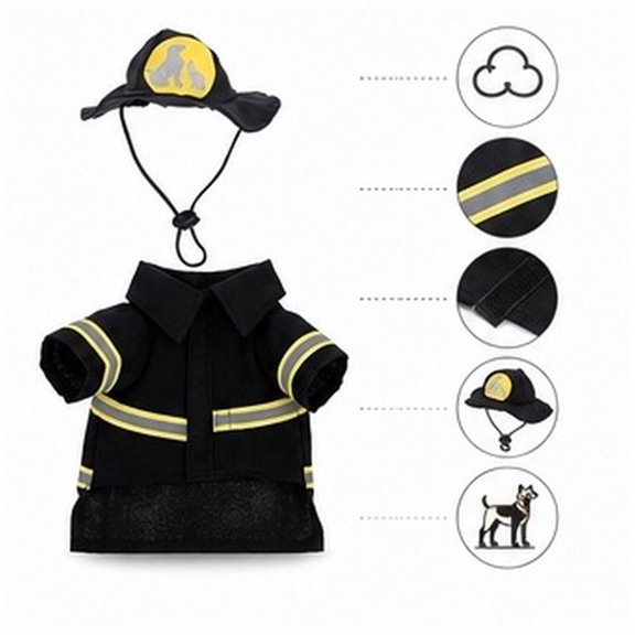 FONWILYO 1Set Pet Clothing Firefighter Style Suit Black Super Comfortable for Dogs
