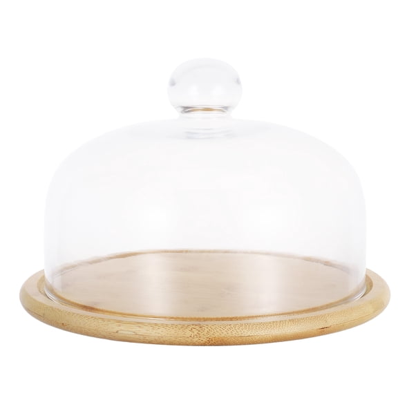 FONWILYO Small Cake Plate with Lid Wood 1 Set 10.22X10.22X6.29in