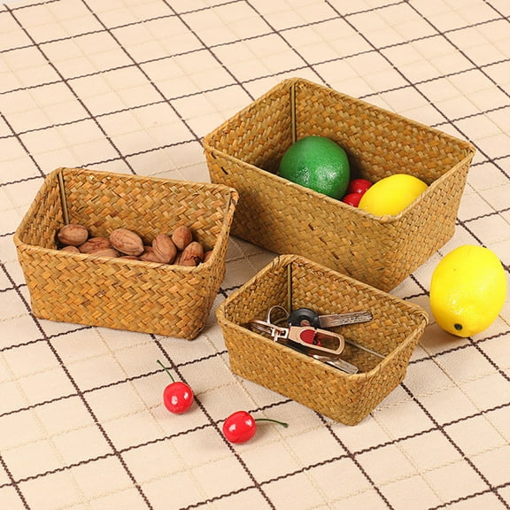 FONWILYO 1Set Woven Tea Box Rattan Storage Chocolate Rectangular Portable Breathable