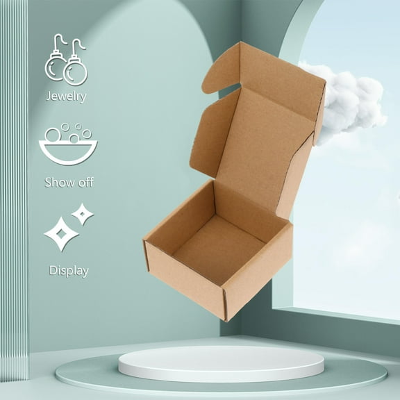FONWILYO 25Pcs Paper Corrugated Board Packing Boxes for Storing Small Items 4.13x3.93x1.97 Inch