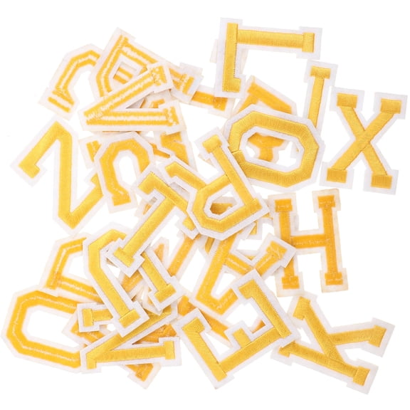 FONWILYO 26Pcs Small Coat Patches Golden Cloth Alphabet Letters for Diy Decoration and Clothes Repair