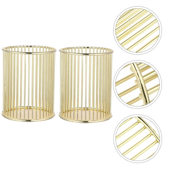 FONWILYO 2Pcs Metal Mesh Pen Cup for Home and Office Use 10x8cm