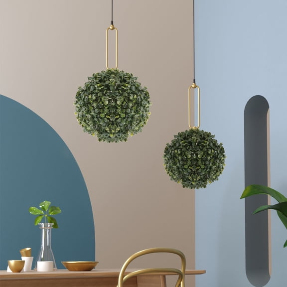 FONWILYO 3Pcs Faux Greenery Balls Semi Circular Ceiling Pendant Decor for Household Decorations