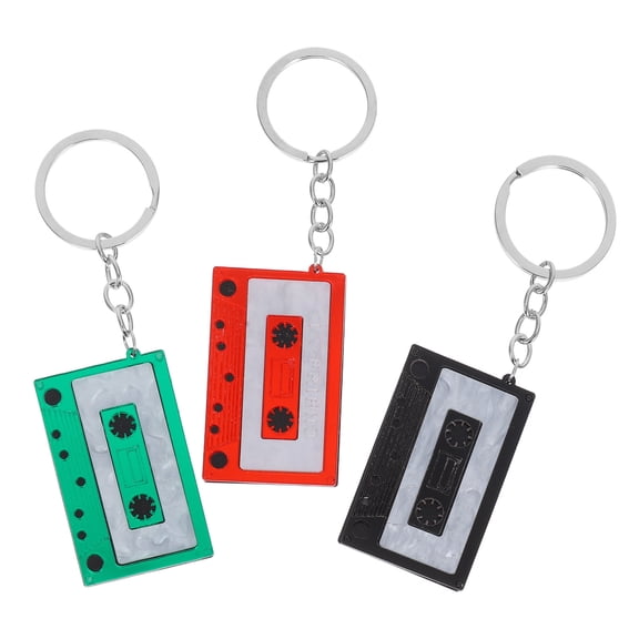 FONWILYO 3Pcs Spotify Keychain with Rectangular Shape and Double-Sided Design for Women and Girls in Black Red Green