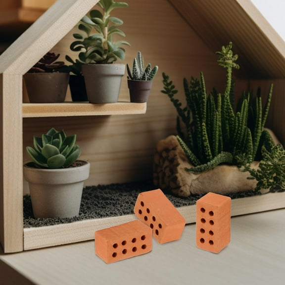 FONWILYO 50Pcs Miniature Bricks for Dioramas and Miniature Landscapes in Light Brown Color