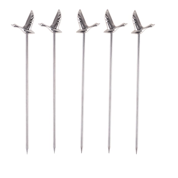 FONWILYO 5pcs Stainless Steel Cocktail Greylag Shape Fruit Forks Salad Picks Dessert Fork (Silver)