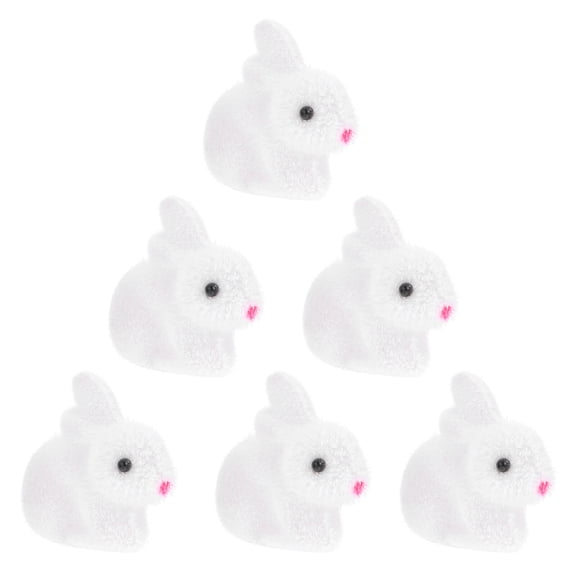 FONWILYO White Flocking Rabbit Figurines Premium Foams Decorative Set 6Pcs