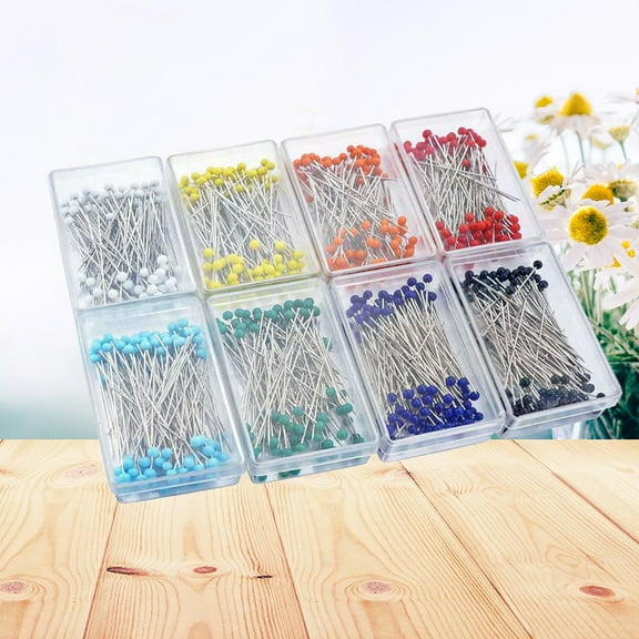 FONWILYO 800Pcs Sewing Glass Pearlized Head Ball Sewing Needle for Diy Crafts Multi Color 800Pcs