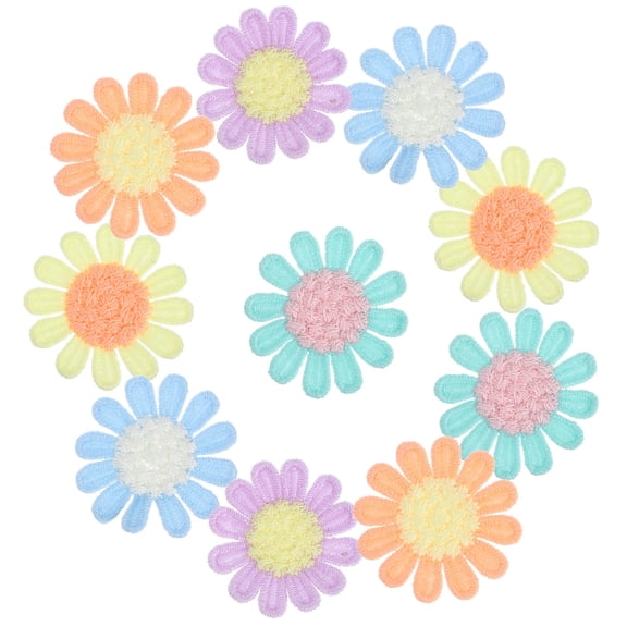 FONWILYO Assorted Color Yarn Flower Patches for Clothes Decoration 10Pcs