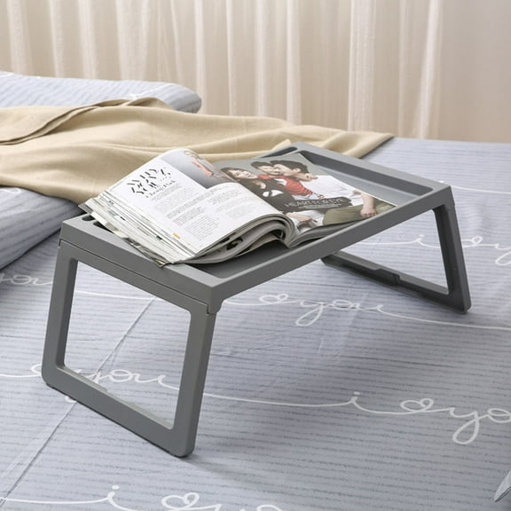 FONWILYO Folding Bed Tray 1Pcs Rectangular Grey Plastic Foldable Bed Table for Serving Breakfast and Dinner Tray