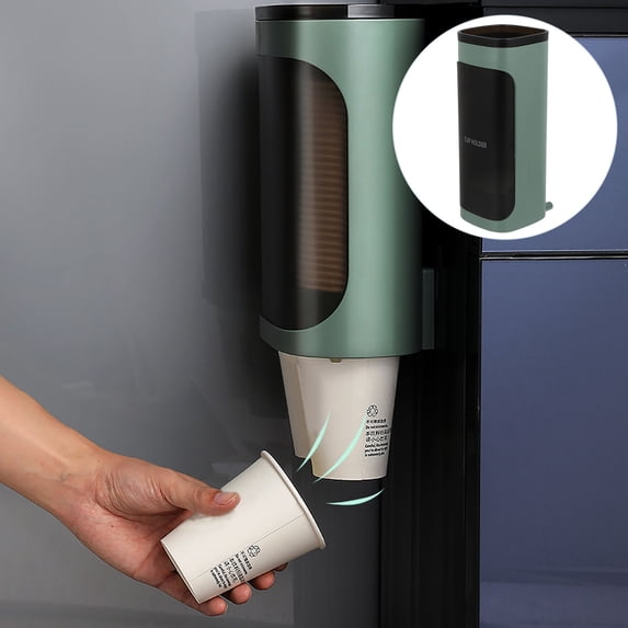 FONWILYO Wall Mounted Disposable Cup Dispenser Made of ABS for Home Use Green Fashionable Design 1Pc