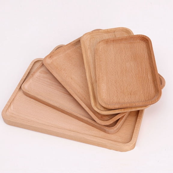 FONWILYO wooden rectangular tray Khaki Beech Wood 20X13X1.5 Serving Plate