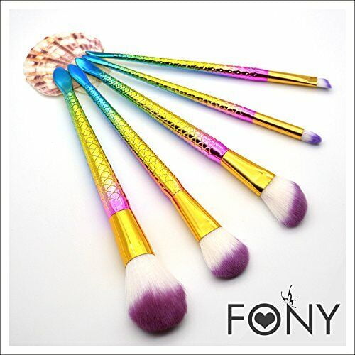 FONY Mermaid Makeup Brushes 5 Pcs Professional Makeup Brush Set