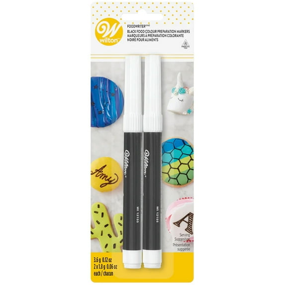FOOD COLOR MARKER BLACK 2 PK FINE & BOLD