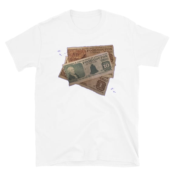 FOOD STAMP Gangster lowrider graffiti art 80s kids 90s kids Short-Sleeve Unisex T-Shirt (White, M)