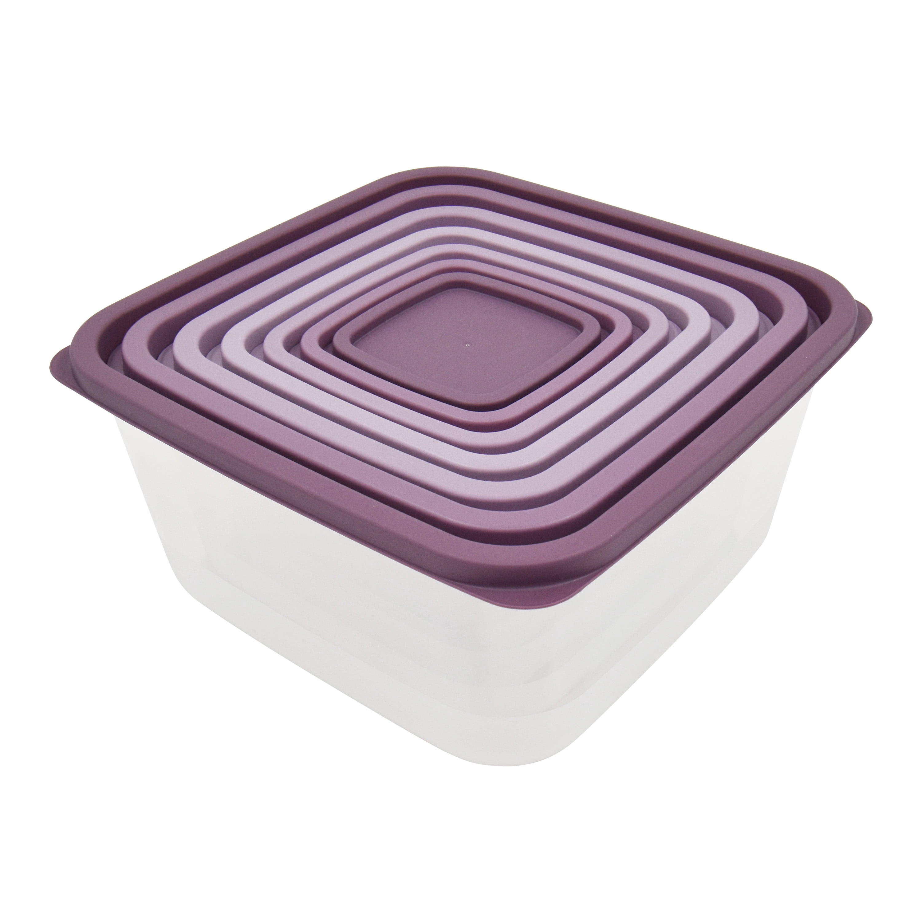 Mainstays 14 Piece Teal Plastic Food Storage Set, Purple Ombre, Ideal Use for Meal Prep and Batch Cooking