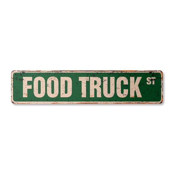 FOOD TRUCK Vintage Plastic Street Sign mobile kitchen canteen roach coach | Indoor/Outdoor | 18" Wide