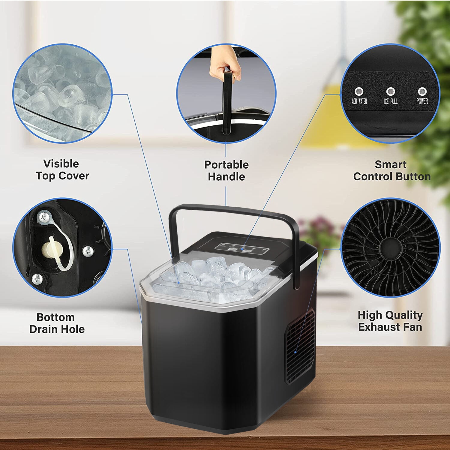 Famistar Portable Countertop Nugget Ice Maker , 55Lbs/24H Sonic Ice Maker,  Quick Ice in 7 Mins, 2 Water Inlet Modes, Self-Cleaning, Chewable Nugget Ice  Maker Machine for Home Office Bar Cofe 