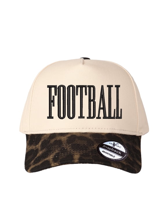 FOOTBALL Letter Embroidered Color Block Trucker Hat Unisex Adjustable Cotton Breathable Fashion Cap for Travel Daily Wear,Leopard print,1 pcs