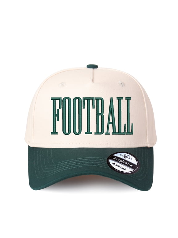 FOOTBALL Letter Embroidered Color Block Trucker Hat Unisex Adjustable Cotton Breathable Fashion Cap for Travel Daily Wear Green 1 pcs