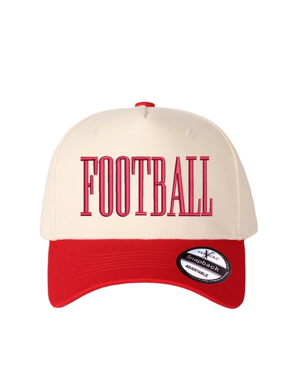 FOOTBALL Letter Embroidered Color Block Trucker Hat Unisex Adjustable Cotton Breathable Fashion Cap for Travel Daily Wear,1 pcs,Red