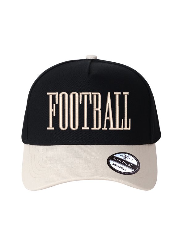 FOOTBALL Letter Embroidered Color Block Trucker Hat Unisex Adjustable Cotton Breathable Fashion Cap for Travel Daily Wear,1 pcs,Khaki-Black