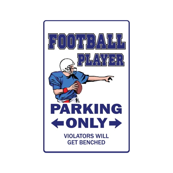 FOOTBALL PLAYER Aluminum Sign parking fan foot ball qb team high school pro college | Indoor/Outdoor | 24" Tall